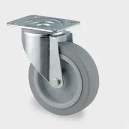 Zwenkwiel 100mm rubber grijs plaat 160 kg rollager