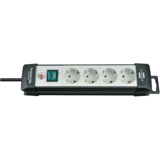 Brennenstuhl Premium-Line stekkerdoos 4-voudig zwart/lichtgrijs 5 mtr.