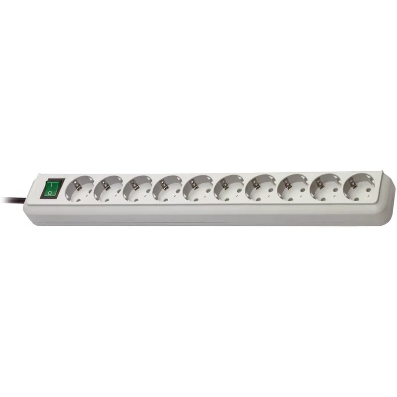 Brennenstuhl Eco-Line stekkerdoos met schakelaar 10-voudig lichtgrijs 3 mtr.