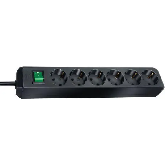 Brennenstuhl Eco-Line met schakelaar 6-voudig zwart 150 cm.