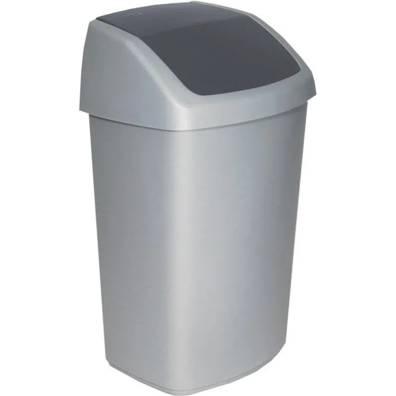 Curver swing bin 50 liter zilver / antraciet