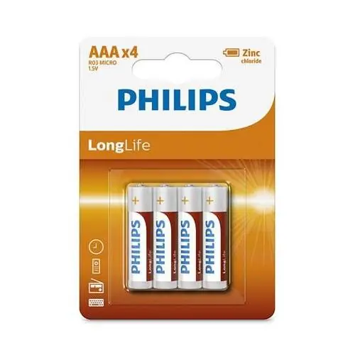 Philips Longlife Zinc AAA R03 (4 stuks)