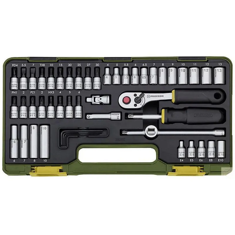 Proxxon dopsleutel-/bitset met ratel 1/4" - 50-delig