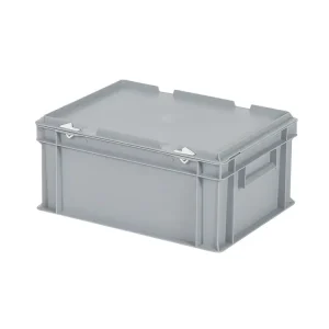Stapelbak met deksel 400x300x190mm grijs