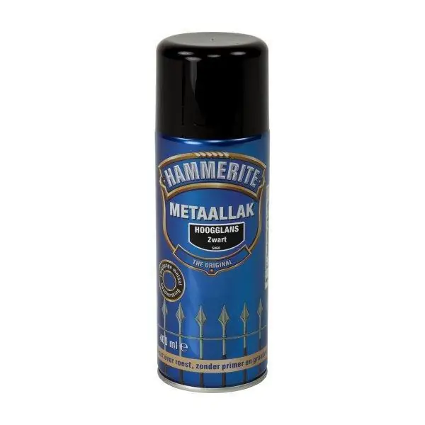Hammerite metaallak spuitbus hoogglans zwart S060 400ml