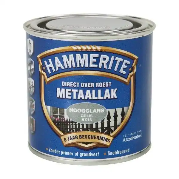 Hammerite metaallak hoogglans grijs S018 250ml