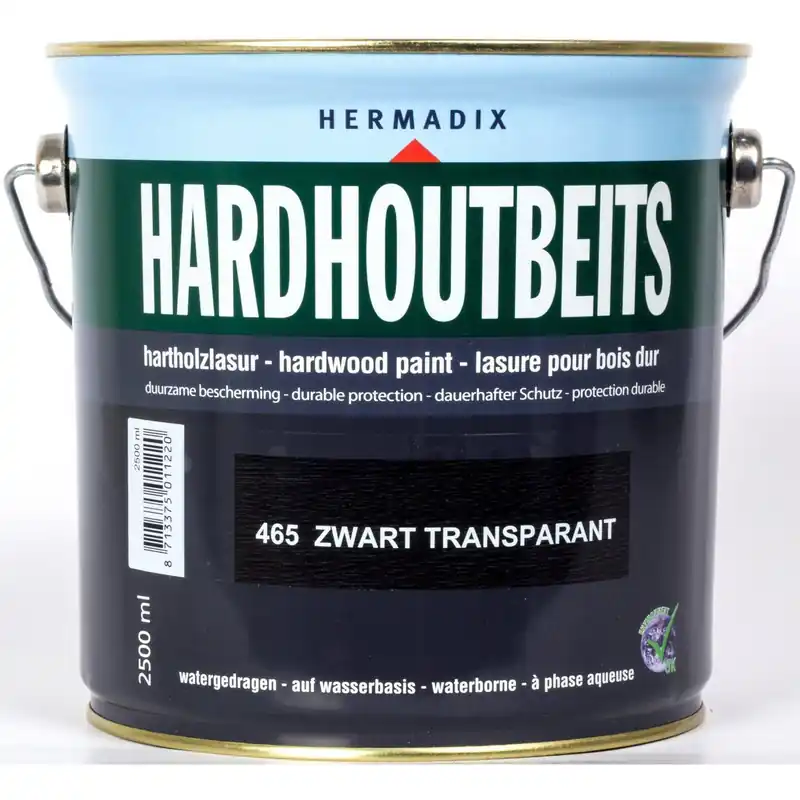 Hermadix hardhoutbeits 465 zwart transparant 2,5 liter