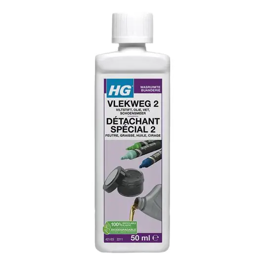 HG vlekweg voor o.a. vlekken van viltstift, vet, olie & schoensmeer 50 ml.