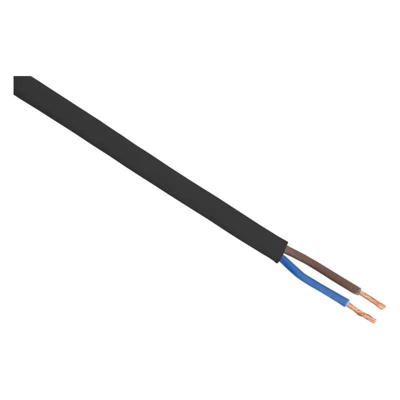 Huishoudsnoer plat, belastbaar tot 1200W 2 x 0.75 mm² 10 m zwart