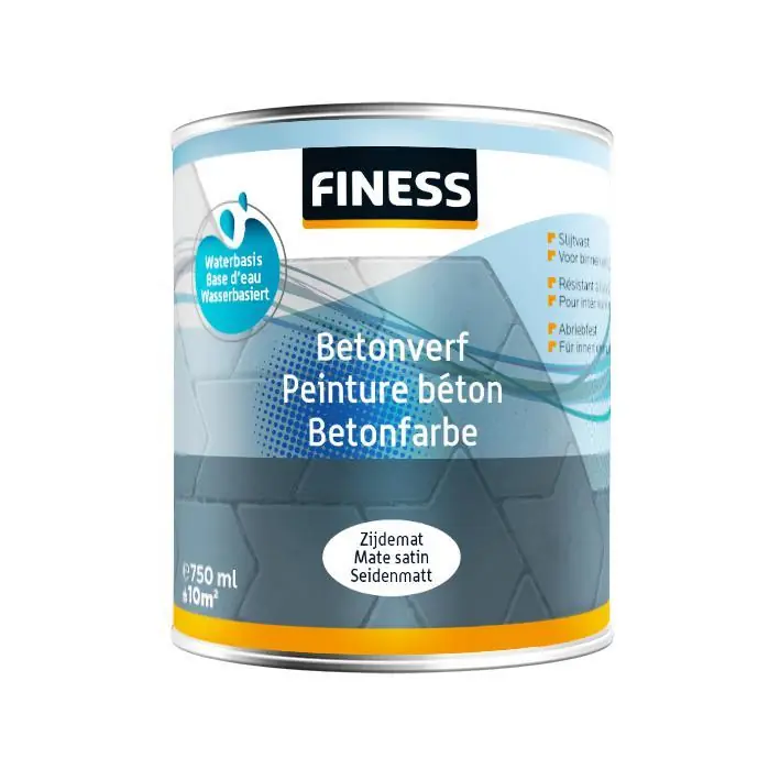 Finess betonverf acryl binnen/buiten wit 750ml