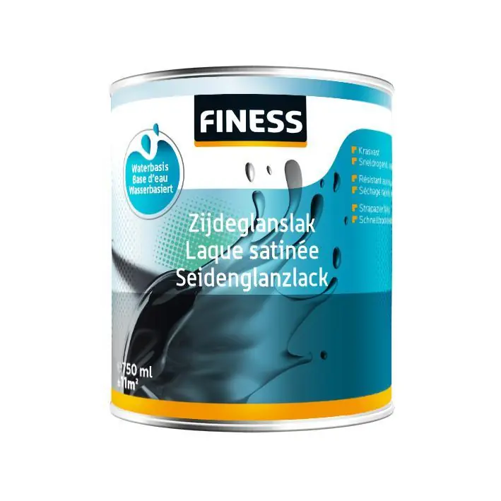 Finess Zijdeglanslak waterbasis acryl binnen wit 1 ltr.