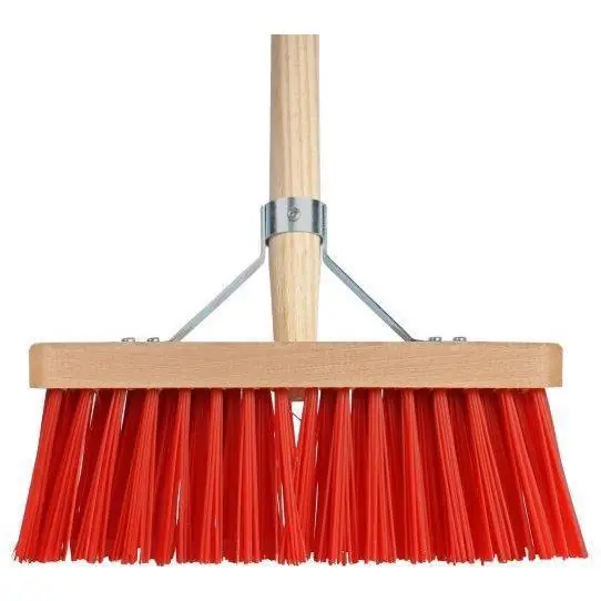 Bezem kunststof rood incl. steel 28 cm.