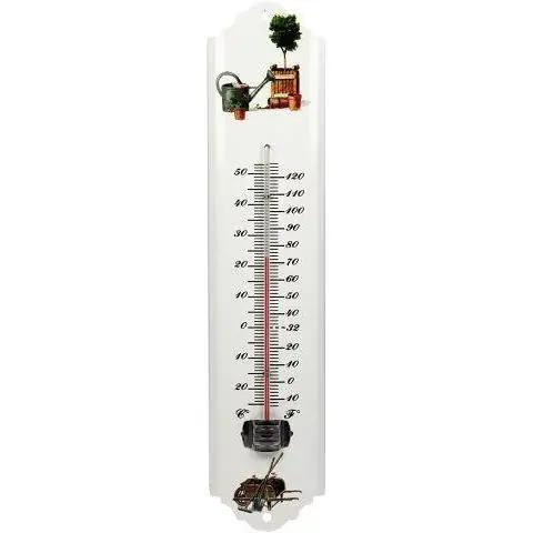 Thermometer metaal wit 30 cm.