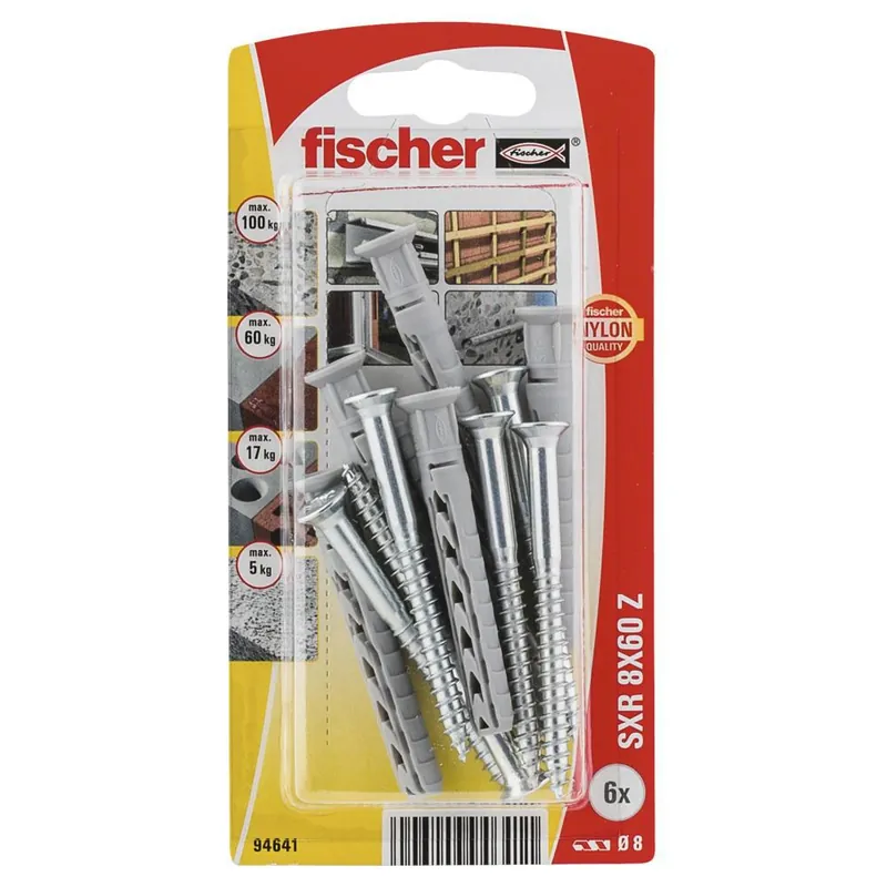 fischer constructieplug SXR 8x60 Z verzonken kop