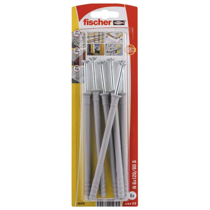 fischer nagelplug N 8x120/80 S met verzonken kop