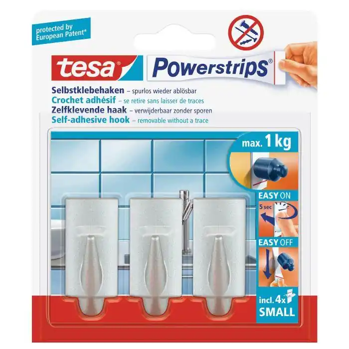 Tesa Powerstrips haak small Trendy chroom