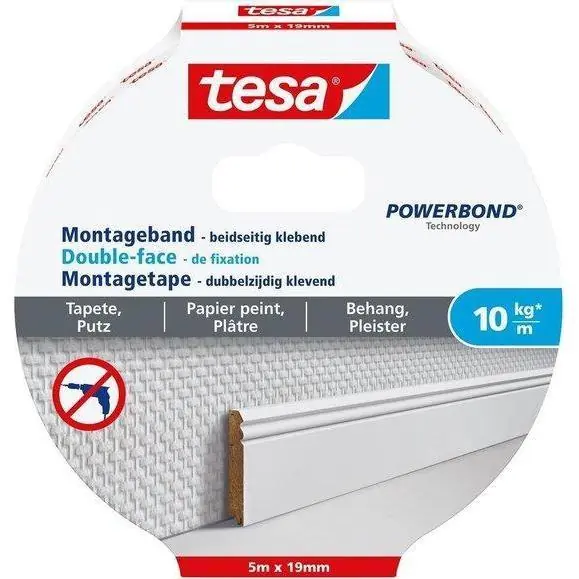 Tesa Powerbond montagetape gevoelig 19 mm. x 5 meter