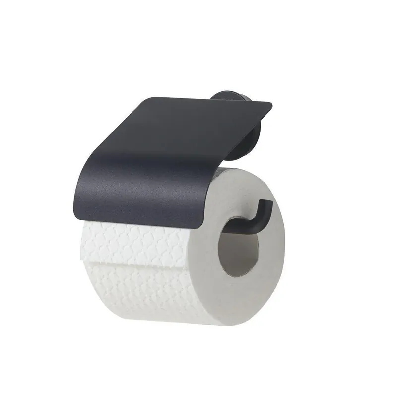 Tiger toiletrolhouder Urban met klep zwart
