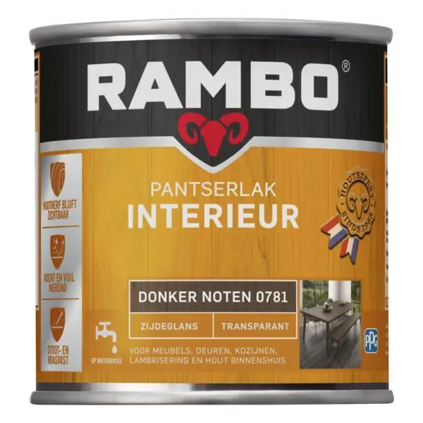 Rambo pantserlak interieur transparant zg d.noten 0781 250 ml.