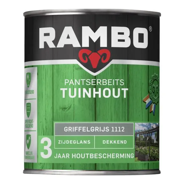 Rambo pantserbeits tuinhout zg dekkend griffelgrijs 1112 750 ml.