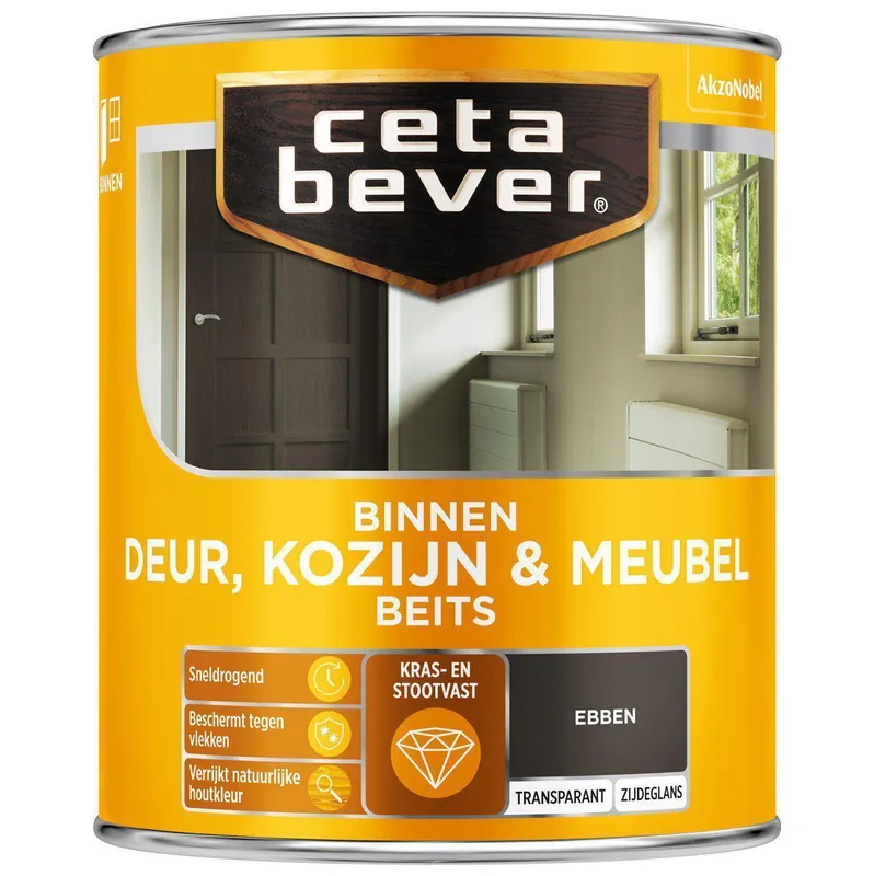 Ceta Bever Deur & Kozijn binnenbeits transparant 0120 ebben 750 ml.