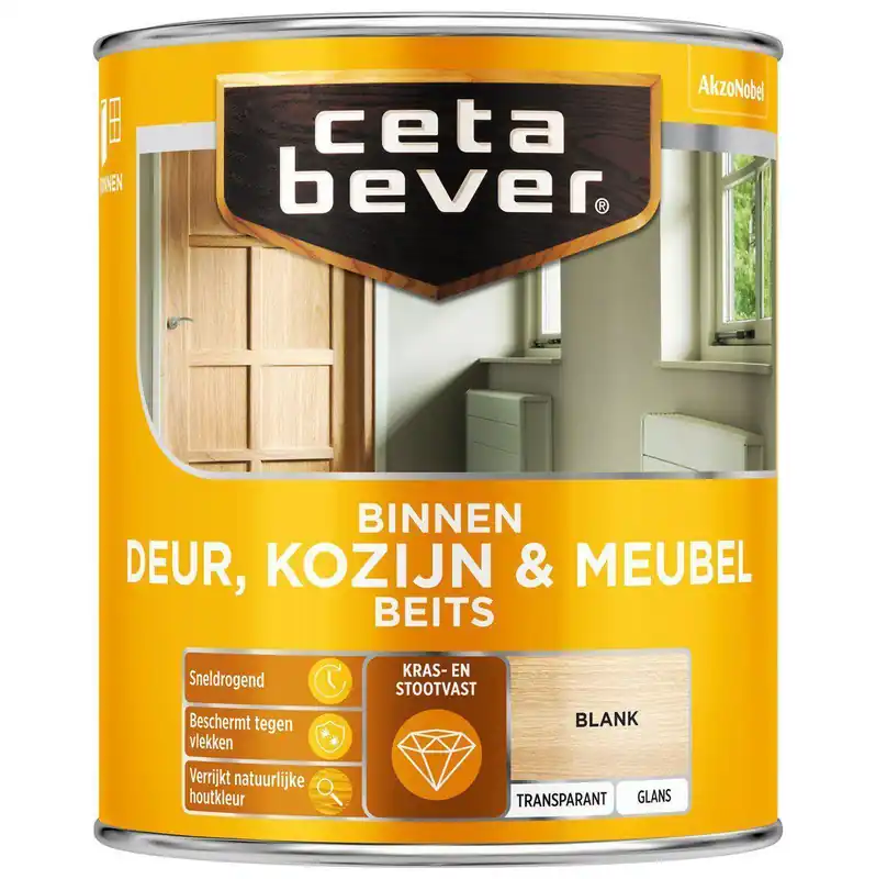 Ceta Bever Deur & Kozijn transparant binnenbeits glans blank 750 ml.