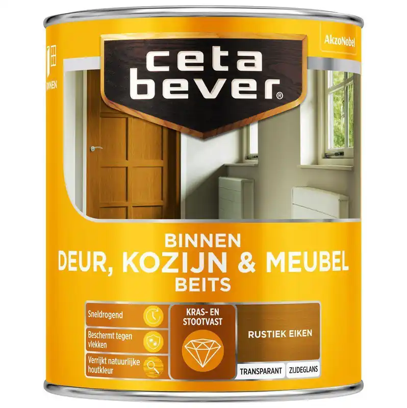 Ceta Bever Deur & Kozijn binnenbeits transparant 0107 rustiek eiken 750 ml.