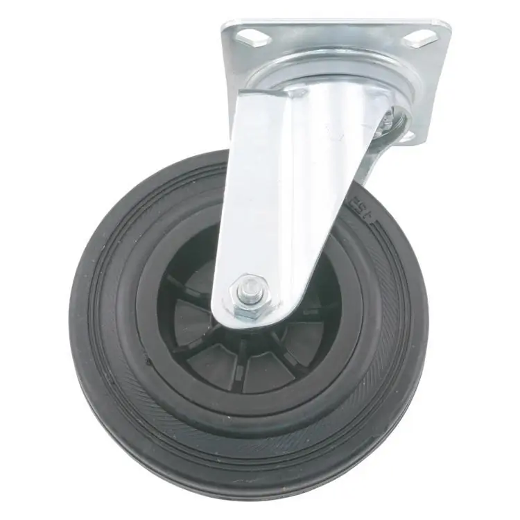 Transportzwenkwiel glijlager, op plaat, verzinkt, max 70 kg 100 mm