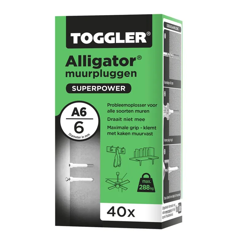Toggler Alligator plug zonder flens A6 (40 st.)