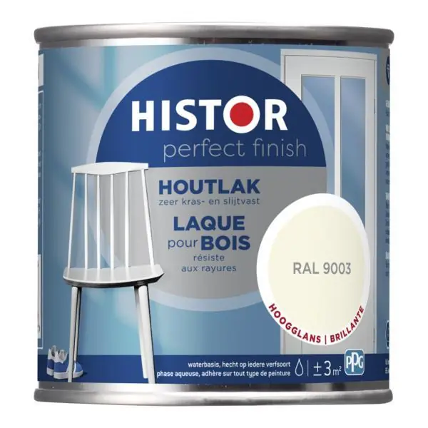 Histor Perfect Finish Houtlak RAL 9003 Hoogglans 250 ml.