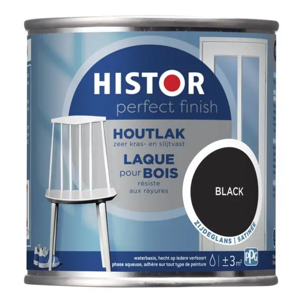 Histor Perfect Finish Houtlak Black Zijdeglans 250 ml.