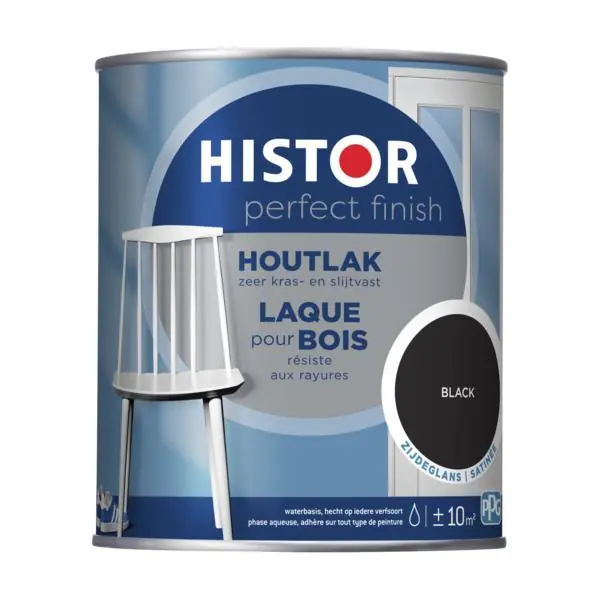 Histor Perfect Finish Houtlak Black Zijdeglans 750 ml.