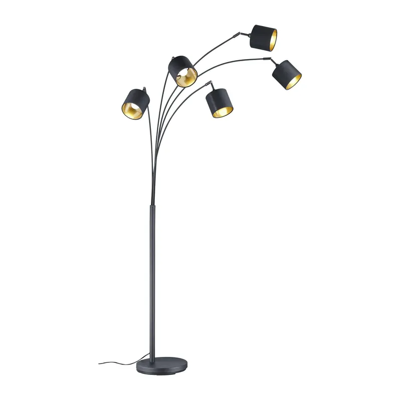 Reality vloerlamp Tommy 5-lichts mat zwart