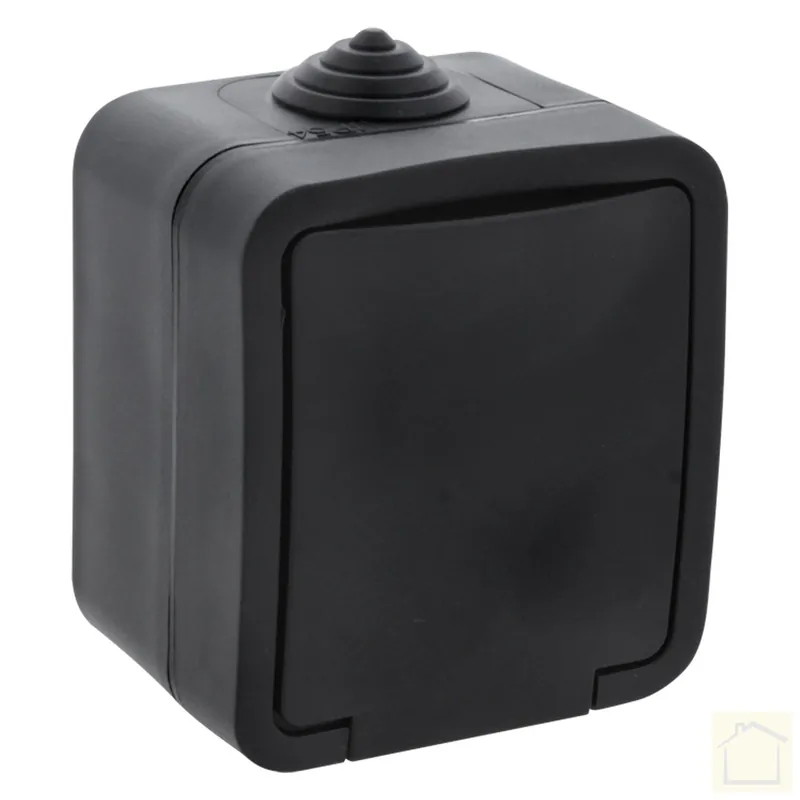 502210_Q-Link contactdoos opbouw, 1-voudig, met randaarde, spatwaterdicht IP54 zwart