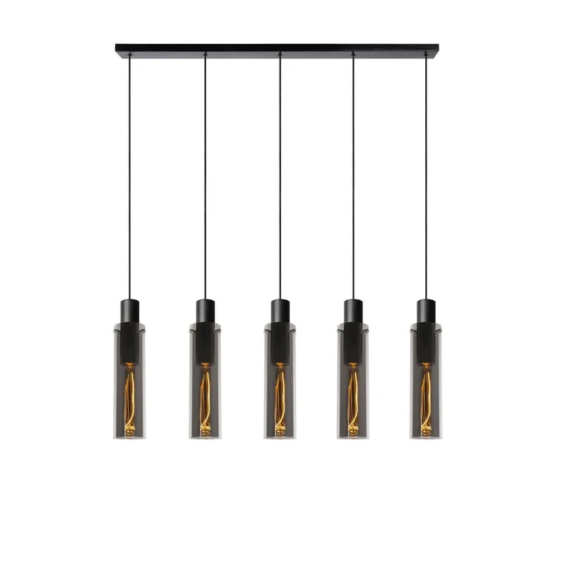 Lucide hanglamp Orlando vijflichts fuméglas