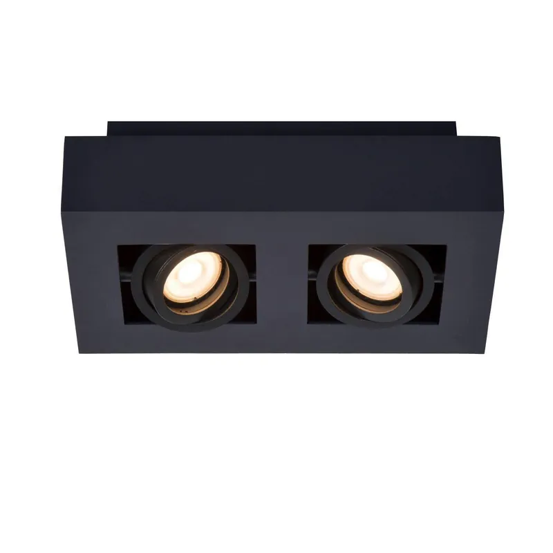 Lucide plafondspot Xirax LED Dim to warm 2xGU10 zwart