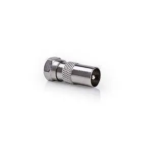 Nedis satelliet- en antenne-adapter F-male IEC (coax) male vernikkeld 75 Ohm recht metaal zilver