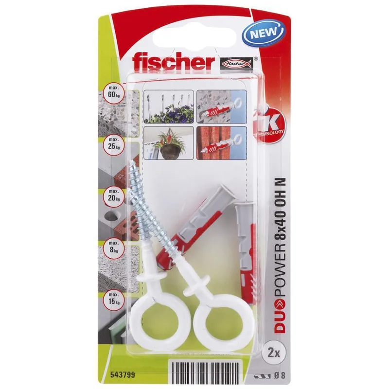 Fischer DUOPOWER 8x40 met nylon ooghaak