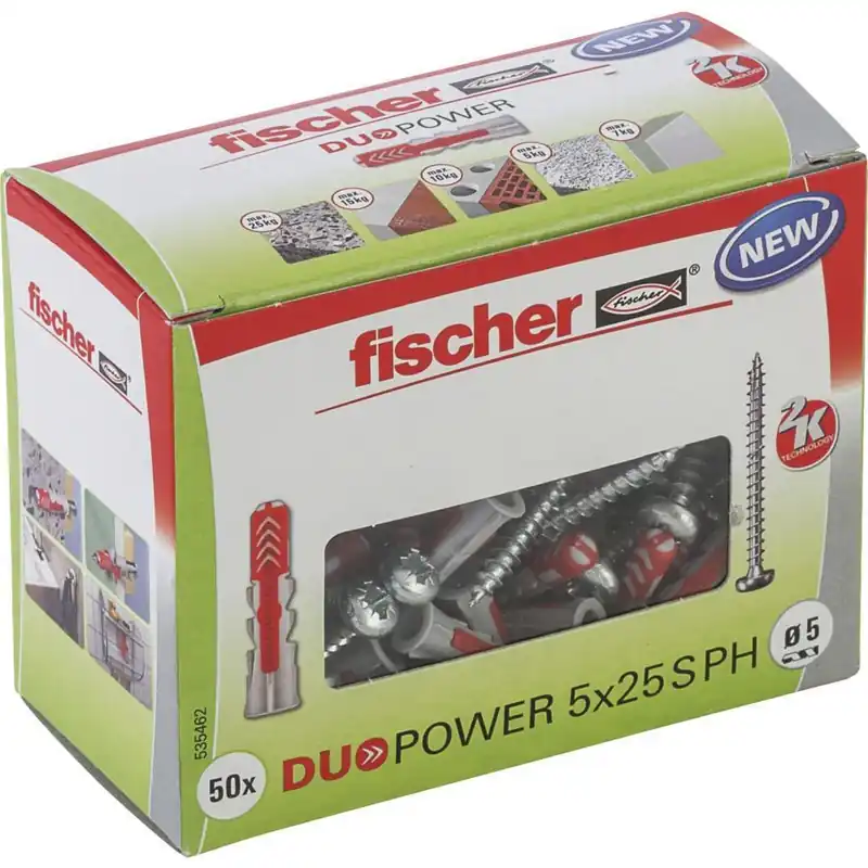 Fischer DUOPOWER 5x25 met bolkopschroef (50 stuks)