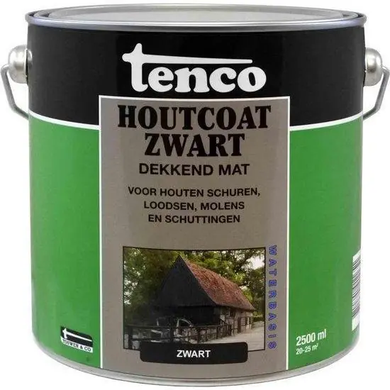 Tenco houtcoat zwart WB mat 2,5 liter