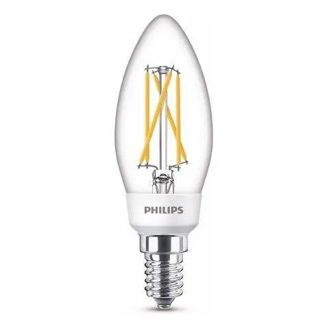 Philips LED kaarslamp SceneSwitch transparant E14 5/2,5/1W (40/18/9W) warm wit