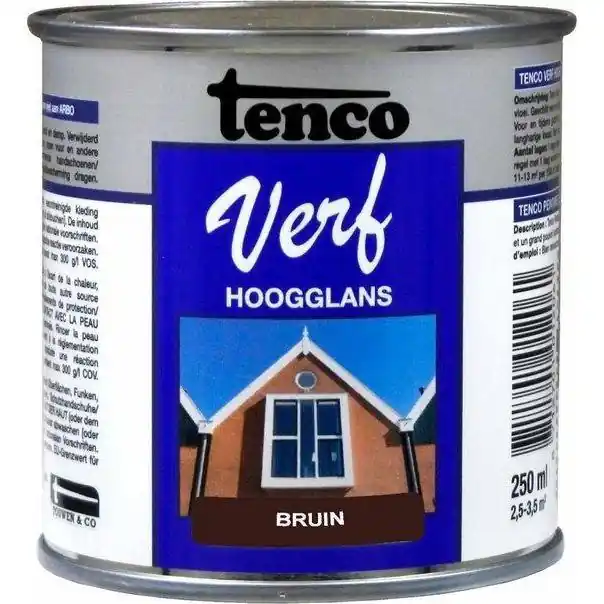 Tenco Verf hoogglans bruin 250 ml.