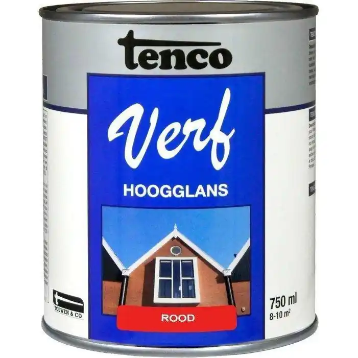 Tenco Verf hoogglans rood 750 ml.