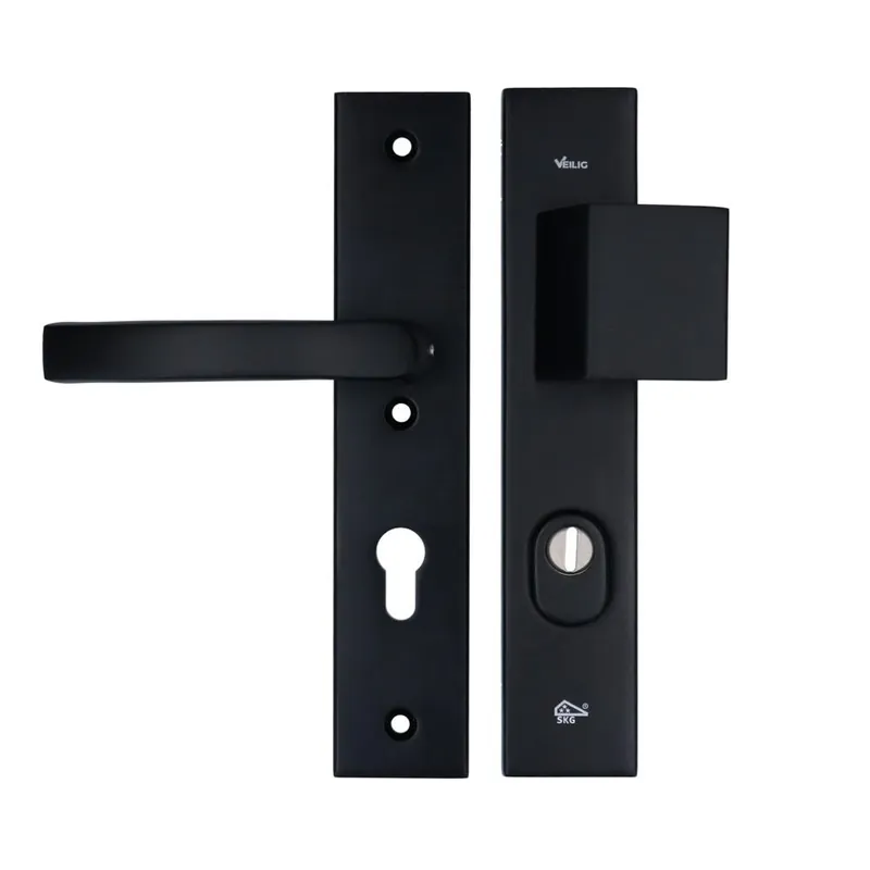VEILIG veiligheidsbeslag SKG*** rechthoekig wisselgarnituur, schildmaat 50x260x16/9, PC72 kerntrek, zwart, draairichting 1,2,3,4, deurdikte 36 - 40mm