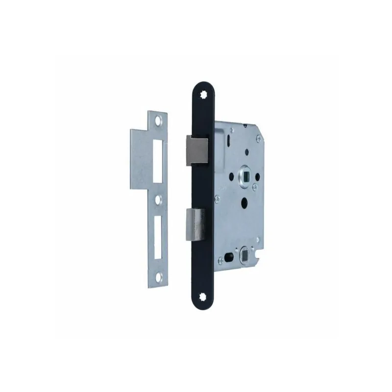 VEILIG BP BSW 12 WC 50 63 174 R20-3 31 L/R, binnendeur vrij- bezetslot 63/8, afgeronde voorplaat zwart gelakt, draairichting 1,2,3,4, incl. set zwart
