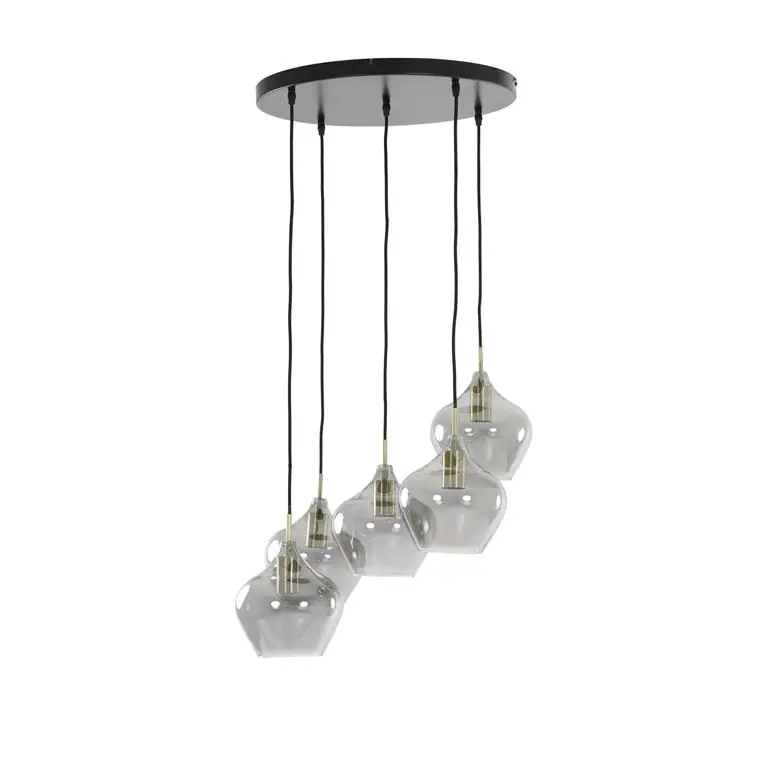 Light & Living hanglamp Rakel 5-lichts rond brons