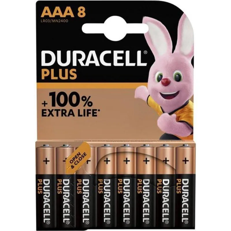 Duracell Plus Alkaline 100% AAA (8 stuks) (LR03)