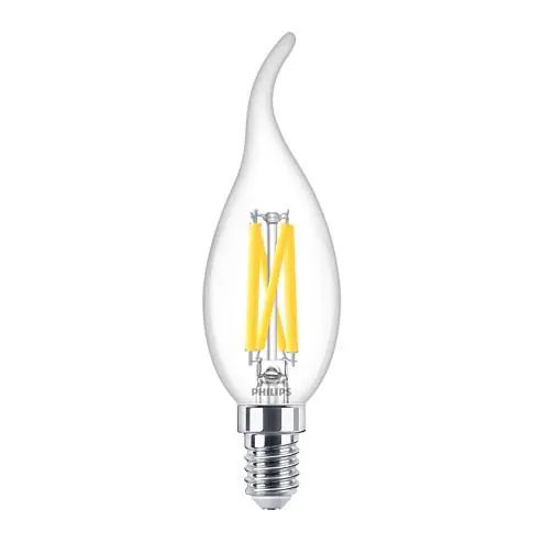 Philips LED kaarslamp transparant E14 3,4W (40W) warm wit dimbaar