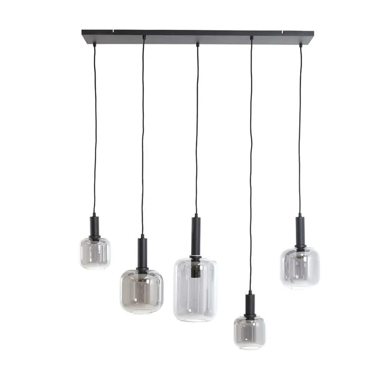 Light & Living hanglamp Lekar 5-lichts zwart