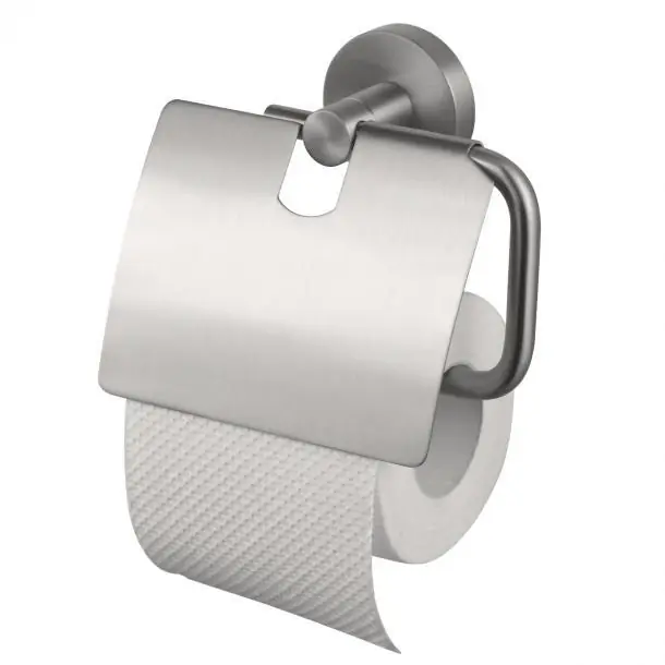 Haceka Kosmos toiletrolhouder met klep RVS look